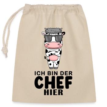 Chef Spruch Anführer Kuh Motiv - Verschließbarer Geschenkbeutel aus Baumwolle (25x30cm) - Natur - Vorne