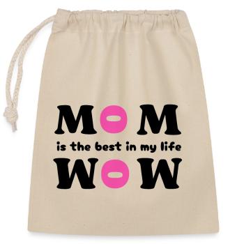 mom is the best in my life - Sac cadeau en coton avec cordon (25 x 30 cm) - nature - Devant