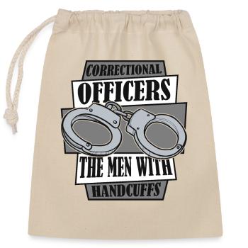 The Men With Handcuffs Police Officer Corrections - Closable cotton gift bag (25x30cm) - nature - Front