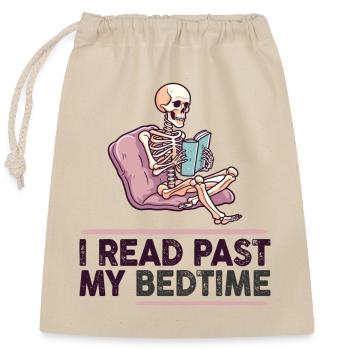 I read skeleton after bedtime - Closable cotton gift bag (25x30cm) - nature - Front
