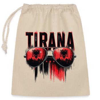 Albanien, Tirana Sonnenbrillen Design - Verschließbarer Geschenkbeutel aus Baumwolle (25x30cm) - Natur - Vorne