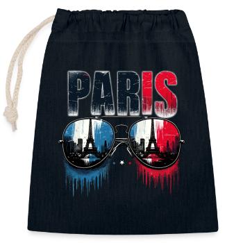 Paris Sonnenbrillen Eiffelturm Spiegelung - Verschließbarer Geschenkbeutel aus Baumwolle (25x30cm) - Navy - Vorne