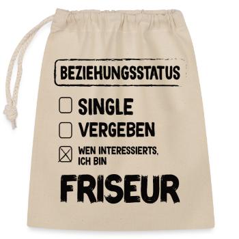 Hairdresser Relationship Status - Closable cotton gift bag (25x30cm) - nature - Front