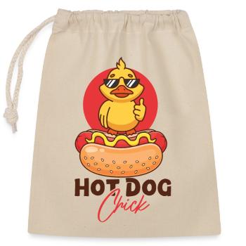 Hot Dog Adult Chicken Girl Hot Dog - Closable cotton gift bag (25x30cm) - nature - Front