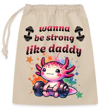 strong like daddy - cute axolotl - children motif - Closable cotton gift bag (25x30cm) - nature - Front