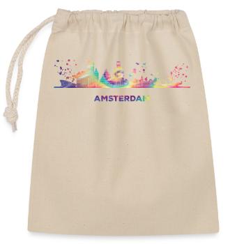 Amsterdam Skyline Amsterdam - Closable cotton gift bag (25x30cm) - nature - Front