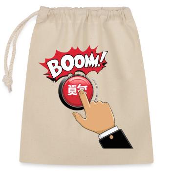 PUSHING BUTTONS, BOOM - Closable cotton gift bag (25x30cm) - nature - Front