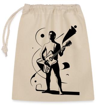 Musikalischer Held mit Gitarristen-Silhouette - Verschließbarer Geschenkbeutel aus Baumwolle (25x30cm) - Natur - Vorne