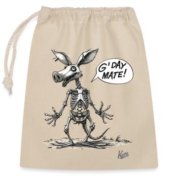 Australian Pig Kangaroo Skeleton: G'Day Mate - Closable cotton gift bag (25x30cm) - nature - Front