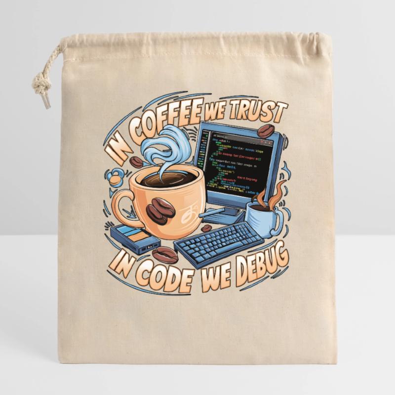 CoffeeCode Debug : Dans le code, nous déboguons Sac cadeau en coton avec cordon (25 x 30 cm)