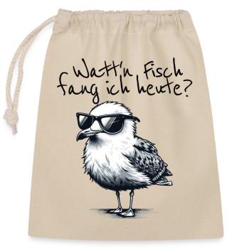 Watt’n Fisch fang ich heute Coole Möwe Spruch - Sac cadeau en coton avec cordon (25 x 30 cm) - nature - Devant