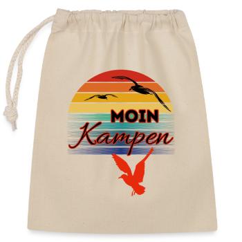 Moin Kampen avec mouette dans le style rétro-Sylt-Kampen - Sac cadeau en coton avec cordon (25 x 30 cm) - nature - Devant