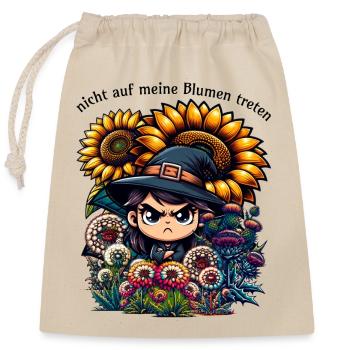 Meine Blumen lustiger Garten Spruch Gärtner Pflanz - Verschließbarer Geschenkbeutel aus Baumwolle (25x30cm) - Natur - Vorne