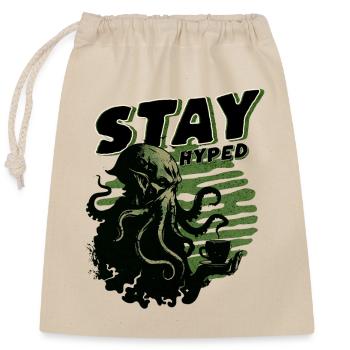 Stay Hyped - Cthulhu Cult Lovecraft Necronomicon - Closable cotton gift bag (25x30cm) - nature - Front