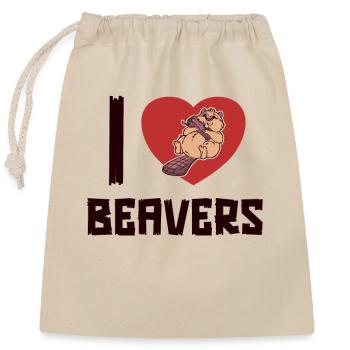 I love Beavers Eurasian Castor Canadensis Beaver - Closable cotton gift bag (25x30cm) - nature - Front