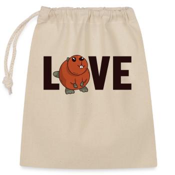 Beaver Love Eurasian Castor Canadensis North - Closable cotton gift bag (25x30cm) - nature - Front