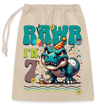 7ème anniversaire Rawr T Rex Dinosaure - Sac cadeau en coton avec cordon (25 x 30 cm) - nature - Devant