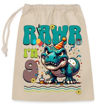 9ème anniversaire Rawr T Rex Dinosaure - Sac cadeau en coton avec cordon (25 x 30 cm) - nature - Devant