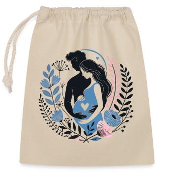 Expecting Parents Embrace Heart Love Flower Design - Closable cotton gift bag (25x30cm) - nature - Front