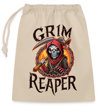SKULL, GRIM REAPER - Closable cotton gift bag (25x30cm) - nature - Front