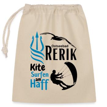 Rerik kite surfing at the lagoon Baltic Sea resort of Rerik - Closable cotton gift bag (25x30cm) - nature - Front