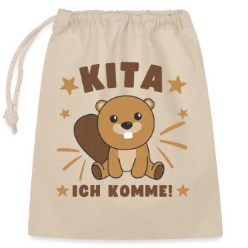 Kita j’arrive Kitakind Biber - Sac cadeau en coton avec cordon (25 x 30 cm) - nature - Devant