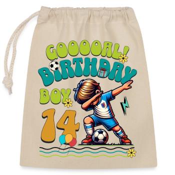 14th Birthday Football - Closable cotton gift bag (25x30cm) - nature - Front