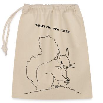 Écureuil mignon, lineart - Sac cadeau en coton avec cordon (25 x 30 cm) - nature - Devant