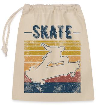 Skate Skater Skateboard - Closable cotton gift bag (25x30cm) - nature - Front