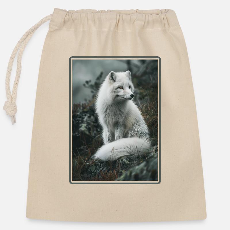 Arctic Fox Polarfüchse Polarfuchs - Verschließbarer Geschenkbeutel aus Baumwolle (25x30cm) - Natur