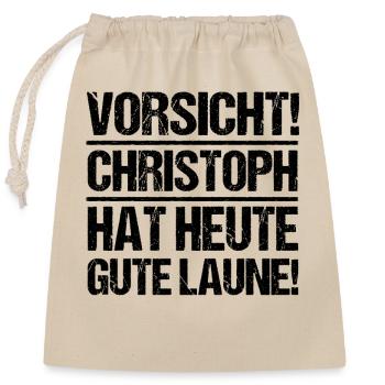 Prénom Chris Christoph - Sac cadeau en coton avec cordon (25 x 30 cm) - nature - Devant
