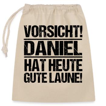 First name Daniel - Closable cotton gift bag (25x30cm) - nature - Front