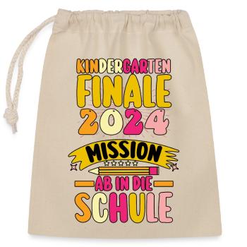 1st class school child beginning of school kindergarten day care E - Closable cotton gift bag (25x30cm) - nature - Front