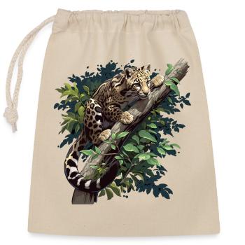 Clouded Leopard Nebelparder - Closable cotton gift bag (25x30cm) - nature - Front