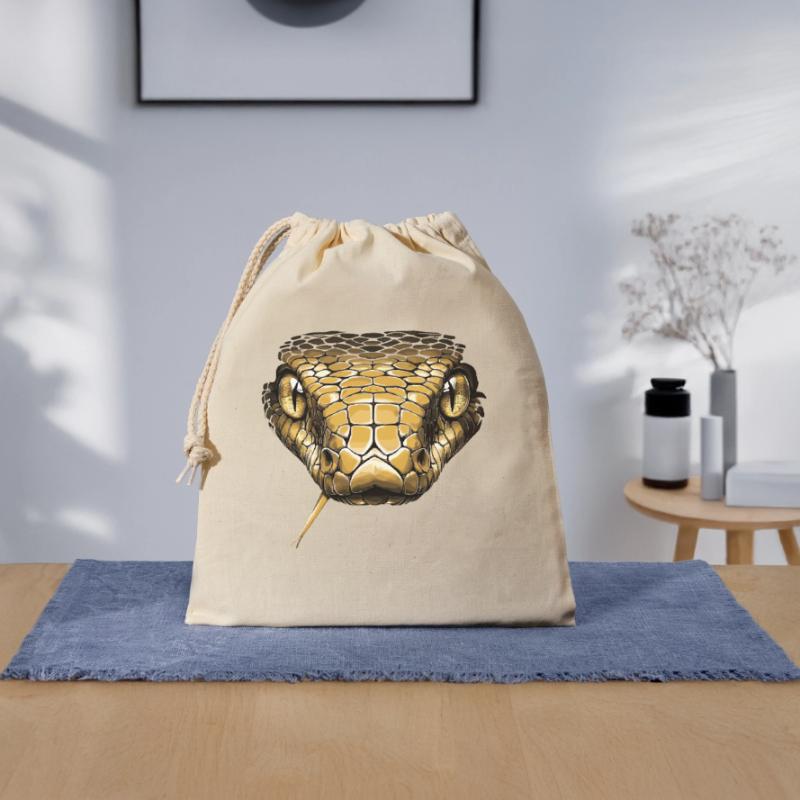 Serpent Python Cobra Mamba Serpent à sonnettes Serpent Sac cadeau en coton avec cordon (25 x 30 cm)