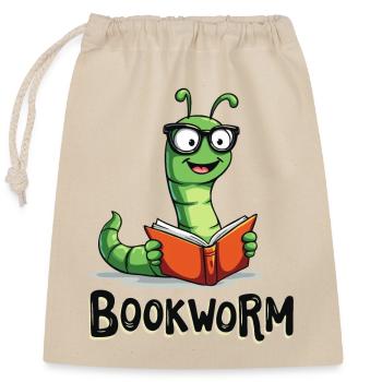 BOOKWORM - Closable cotton gift bag (25x30cm) - nature - Front
