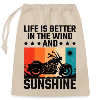 La vie est meilleure dans le vent et le soleil à moto - Sac cadeau en coton avec cordon (25 x 30 cm) - nature - Devant