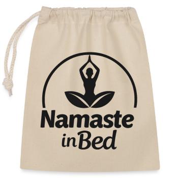 NAMASTE IM BETT - Verschließbarer Geschenkbeutel aus Baumwolle (25x30cm) - Natur - Vorne