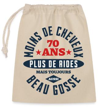 Beau Gosse à 70 Ans - Sac cadeau en coton avec cordon (25 x 30 cm) - nature - Devant