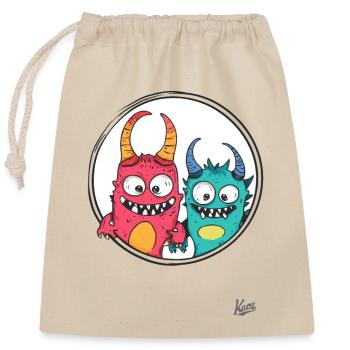 Funny Monster Friends - Closable cotton gift bag (25x30cm) - nature - Front