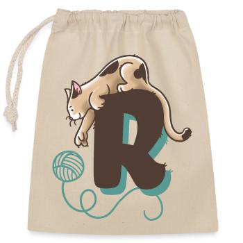 Cat Letter R - Closable cotton gift bag (25x30cm) - nature - Front