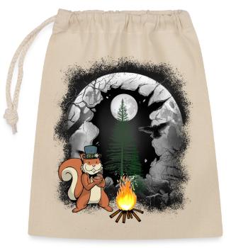 Feuer Lagerfeuer Waldbewohner Eichhörnchen Mond - Verschließbarer Geschenkbeutel aus Baumwolle (25x30cm) - Natur - Vorne
