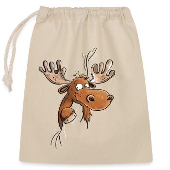 Drôle tête d’orignal I Orignal I Cerf Renne - Sac cadeau en coton avec cordon (25 x 30 cm) - nature - Devant