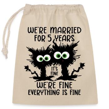 5 Years Married Wooden Wedding Gift Idea - Closable cotton gift bag (25x30cm) - nature - Front