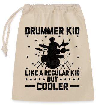 Drummer Kid Like A Regular Kid But Cooler Drum Dru - Closable cotton gift bag (25x30cm) - nature - Front