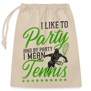Funny Tennis Player Racket I Like - Closable cotton gift bag (25x30cm) - nature - Front