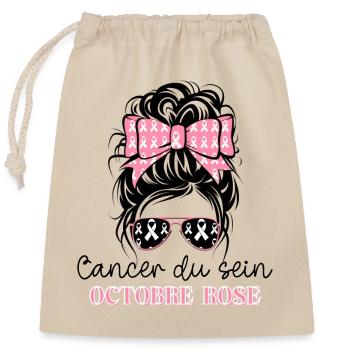 Pink October 2024 Breast Cancer Month - Closable cotton gift bag (25x30cm) - nature - Front