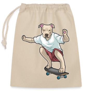 Pitbull Skater Skateboard - Sac cadeau en coton avec cordon (25 x 30 cm) - nature - Devant