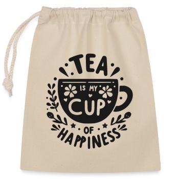 Le thé est ma tasse de bonheur - Sac cadeau en coton avec cordon (25 x 30 cm) - nature - Devant