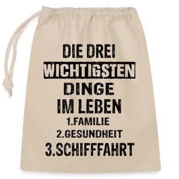 Schifffahrt - Verschließbarer Geschenkbeutel aus Baumwolle (25x30cm) - Natur - Vorne